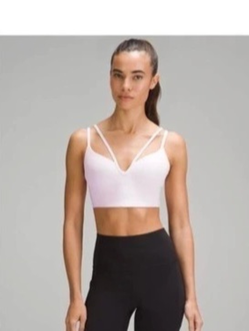 Lululemon Meadowsweet Like a Cloud Strappy Longline Ribbed Bra Ribbed Strappy Br